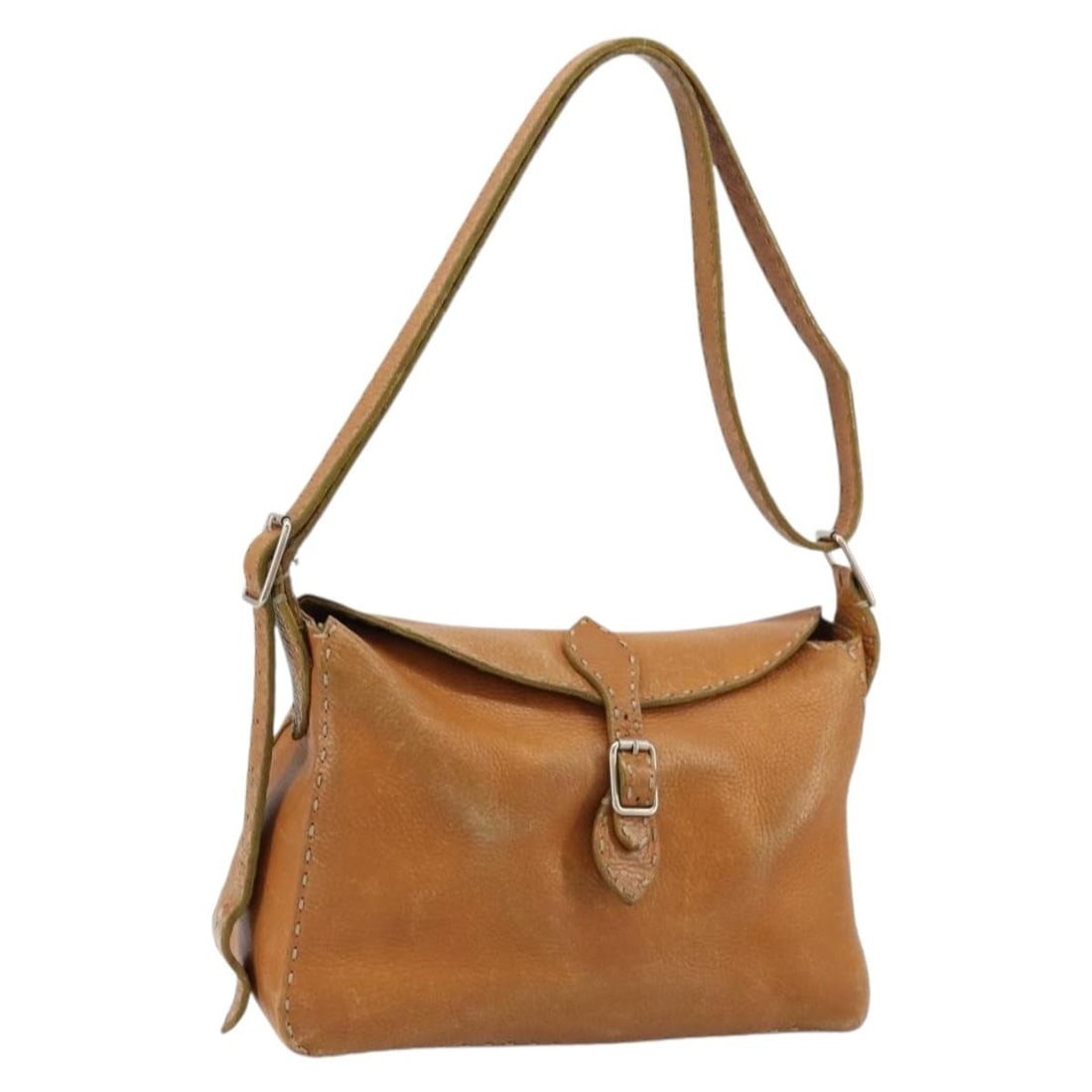 FENDI Celeria Brown Silver Leather Shoulder Bag (1 of 18)