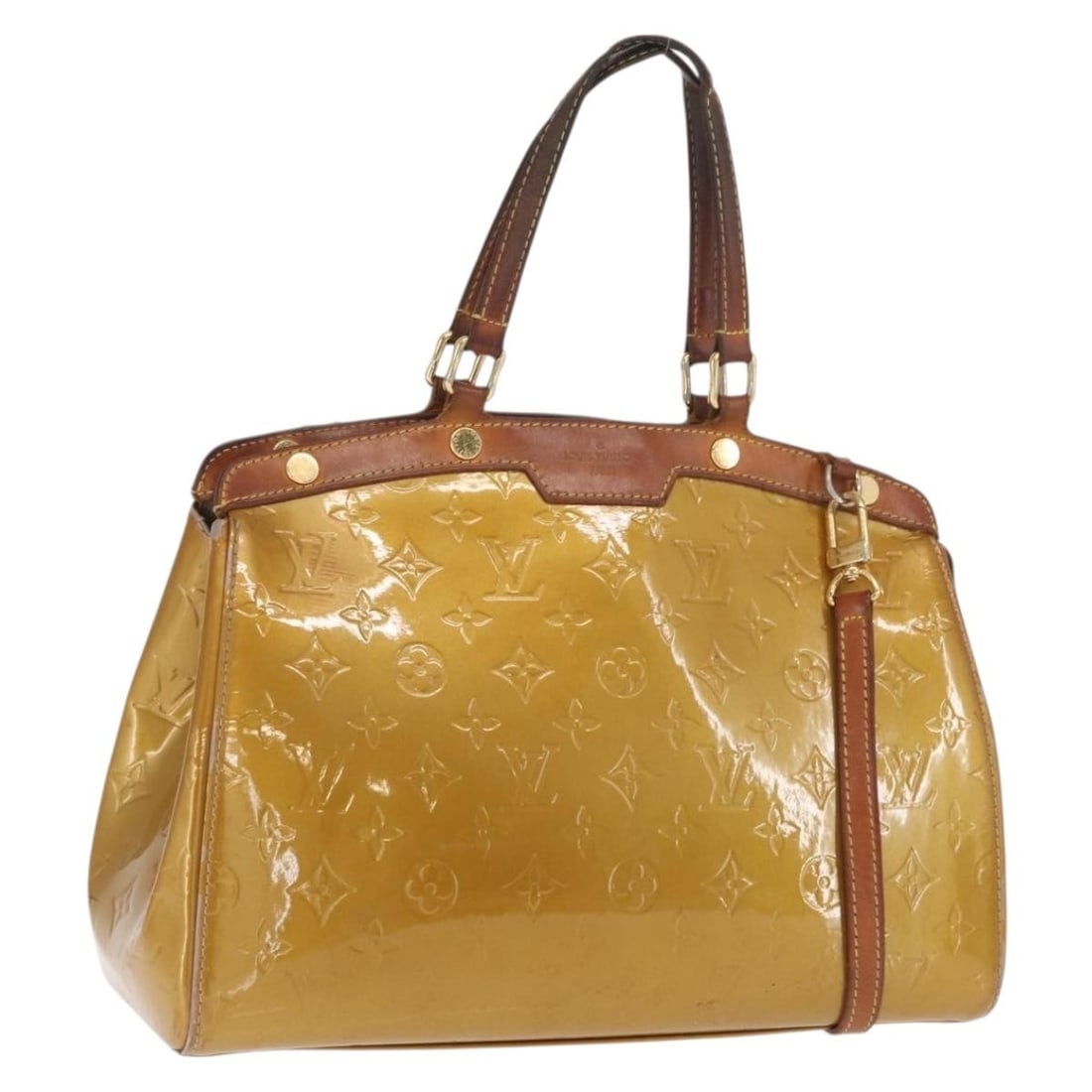 Louis Vuitton Blair MM Monogram Vernis Patent Leather Beige 2way Handbag with Strap: Louis Vuitton Blair MM Monogram Vernis Patent Leather Beige 2way Handbag with Strap This Louis Vuitton Blair MM 2-way bag features the Monogram Vernis design in beige poodle patent leather. Designed f