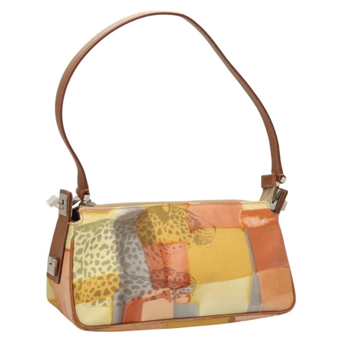Salvatore Ferragamo Yellow Nylon Accessory Pouch Italy: Salvatore Ferragamo Yellow Nylon Accessory Pouch Italy This Salvatore Ferragamo accessory pouch is crafted from yellow and silver nylon and designed for women. Made in Italy, it features a compact str