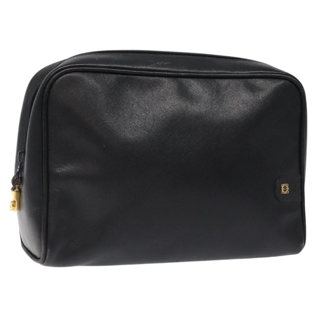 Loewe Anagram Black Leather Clutch Bag Gold Accents Italy: Loewe Anagram Black Leather Clutch Bag Gold Accents Italy This LOEWE Anagram clutch bag features black and gold leather, offering a sleek and sophisticated accessory for women. Expertly crafted in Ita