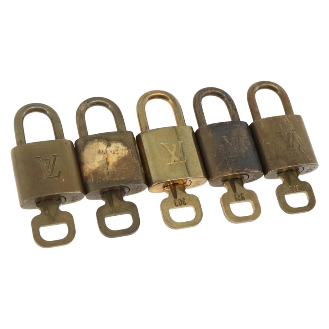 Set of 5 Gold Metal Padlocks by Louis Vuitton France (1 of 6)