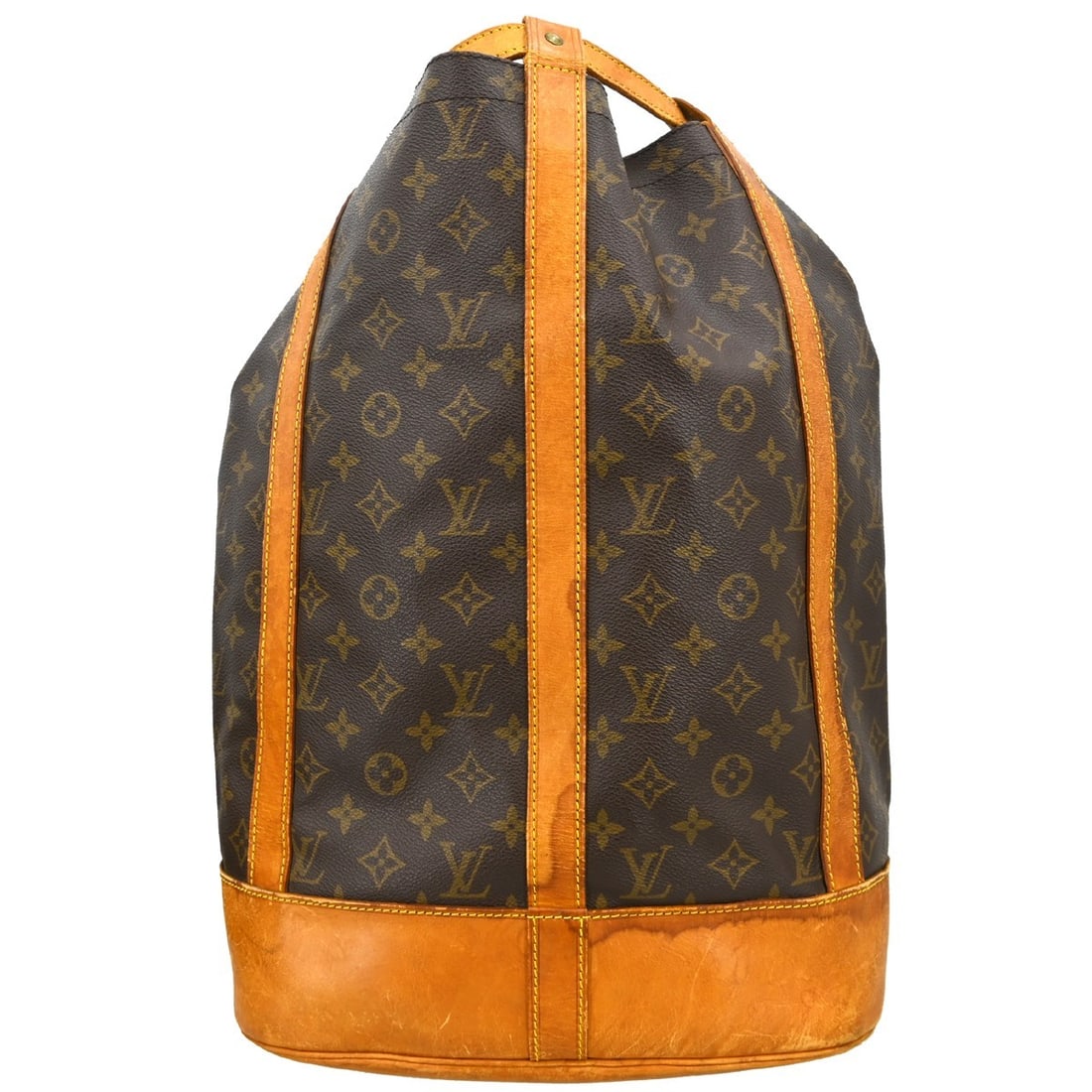 Louis Vuitton Randonnee GM Monogram Canvas Drawstring Shoulder Bag: Louis Vuitton Randonnee GM Monogram Canvas Drawstring Shoulder Bag This is a Louis Vuitton Randonnee GM drawstring shoulder bag featuring the iconic monogram canvas with leather trim. The bag has a br