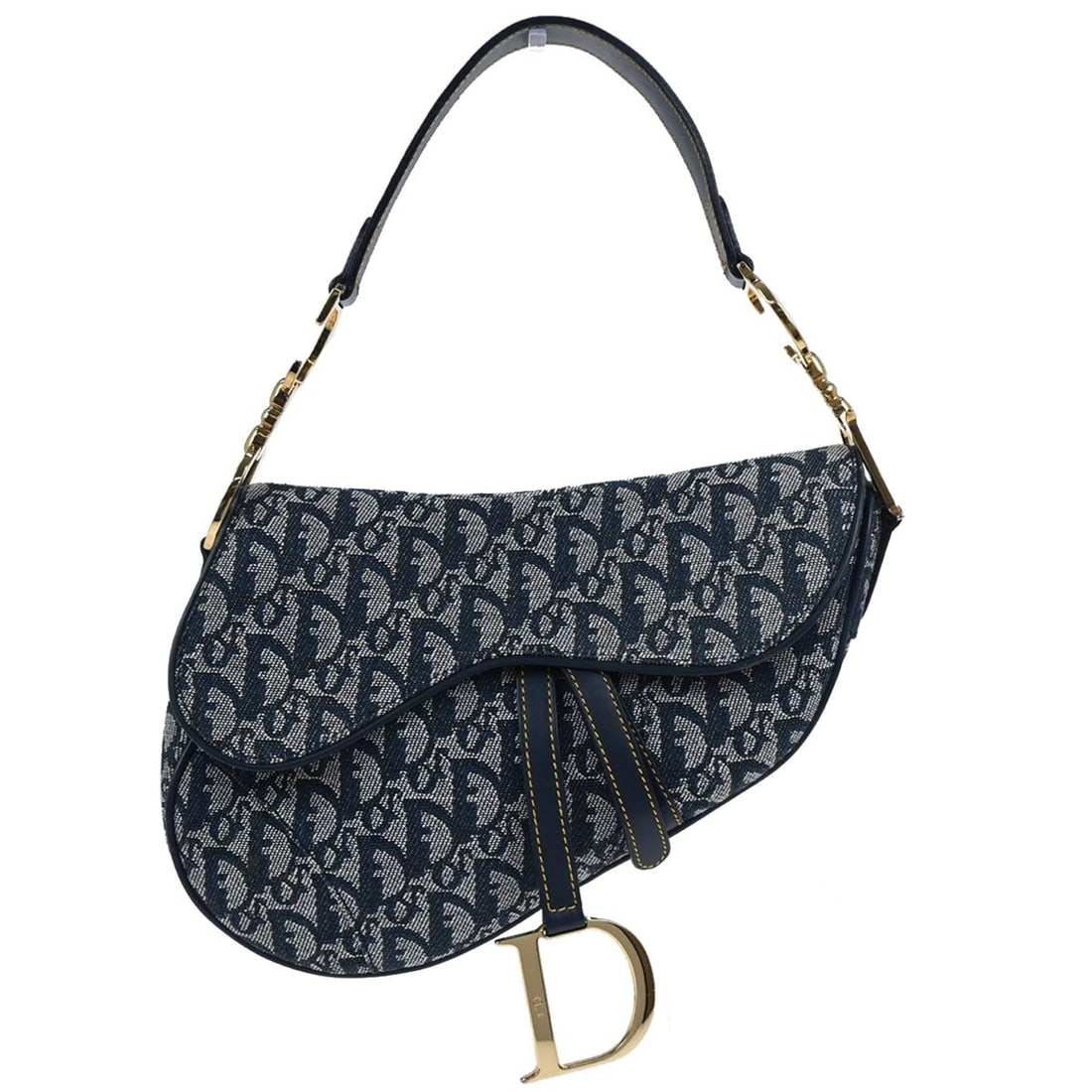 Dior Saddle Canvas Patent Leather Shoulder Bag Navy Medium Italy: Dior Saddle Canvas Patent Leather Shoulder Bag Navy Medium Italy This Christian Dior Navy Trotter Saddle Handbag features a medium-sized design crafted from canvas and patent leather in a classic navy