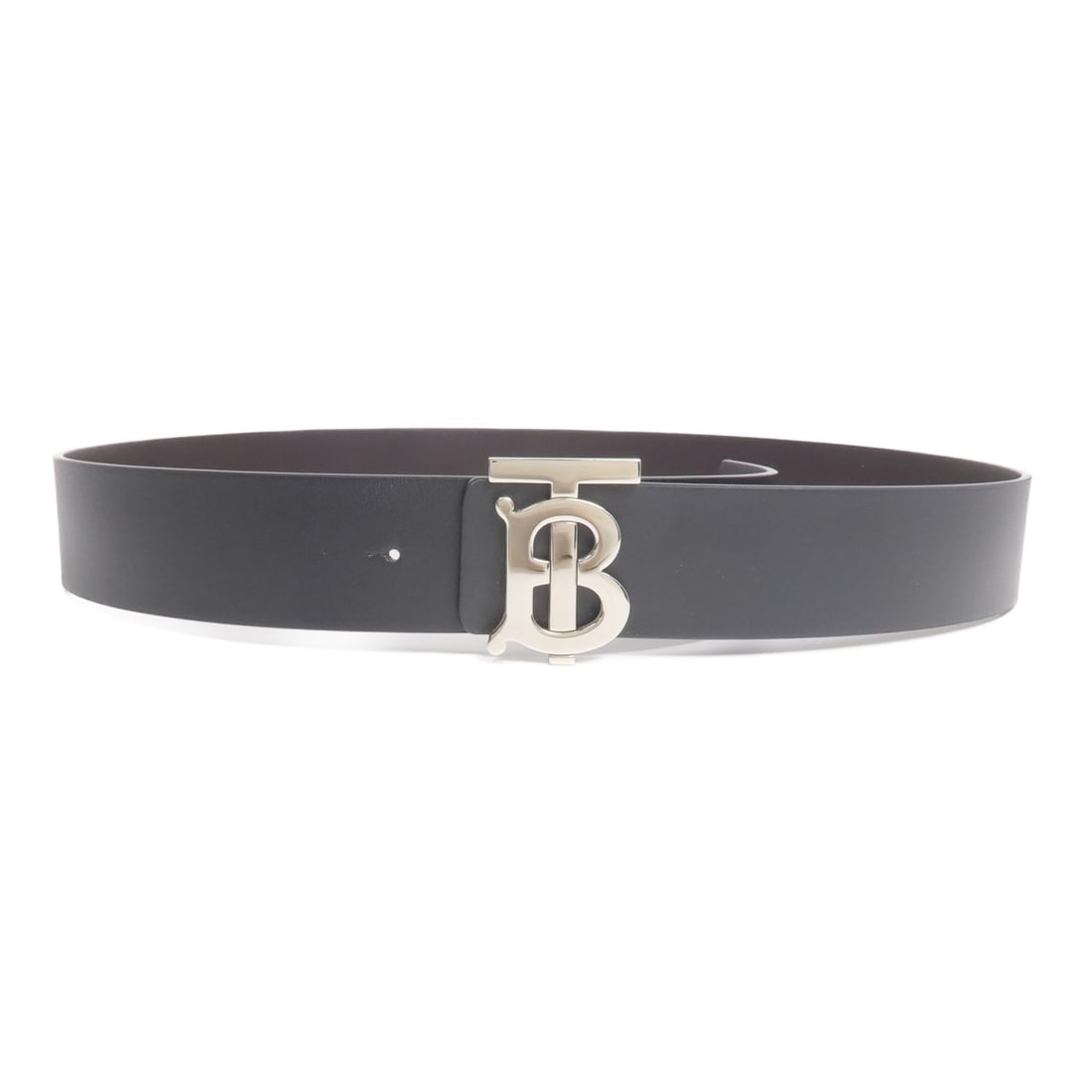 Burberry Black Calfskin Leather Men's Belt with Silver Hardware: Burberry Black Calfskin Leather Men's Belt with Silver Hardware This men's Burberry belt features black calfskin leather, offering a classic and sophisticated look. Designed in a regular size 90, it i