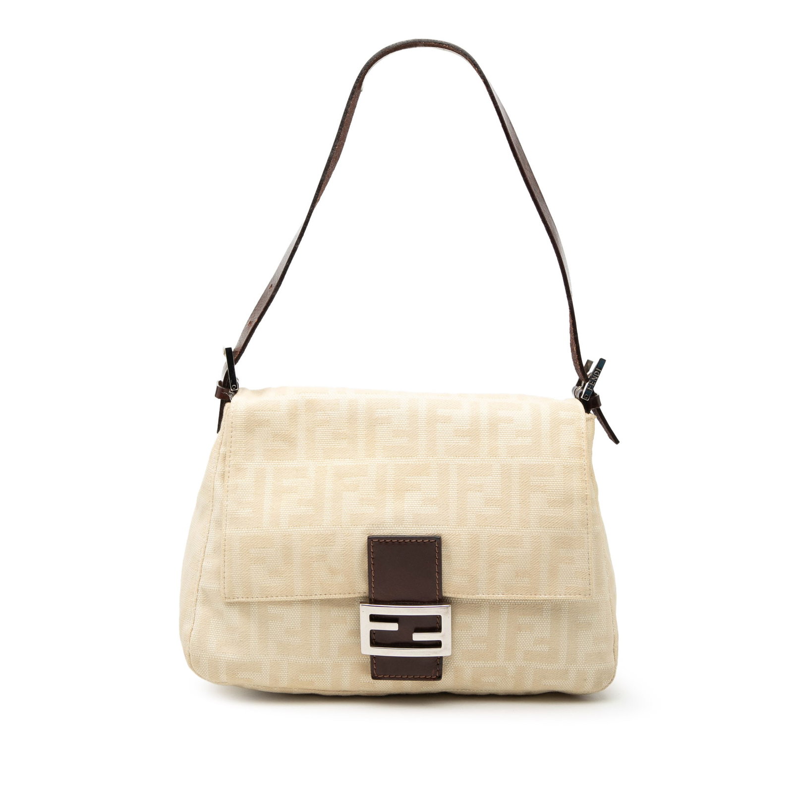 Fendi Mamma Forever Shoulder Bag in Zucca Canvas with Leather Strap: Fendi Mamma Forever Shoulder Bag in Zucca Canvas with Leather Strap The Fendi Zucca Canvas Mamma Forever is a shoulder bag featuring a canvas body with the iconic Zucca pattern, an adjustable flat lea