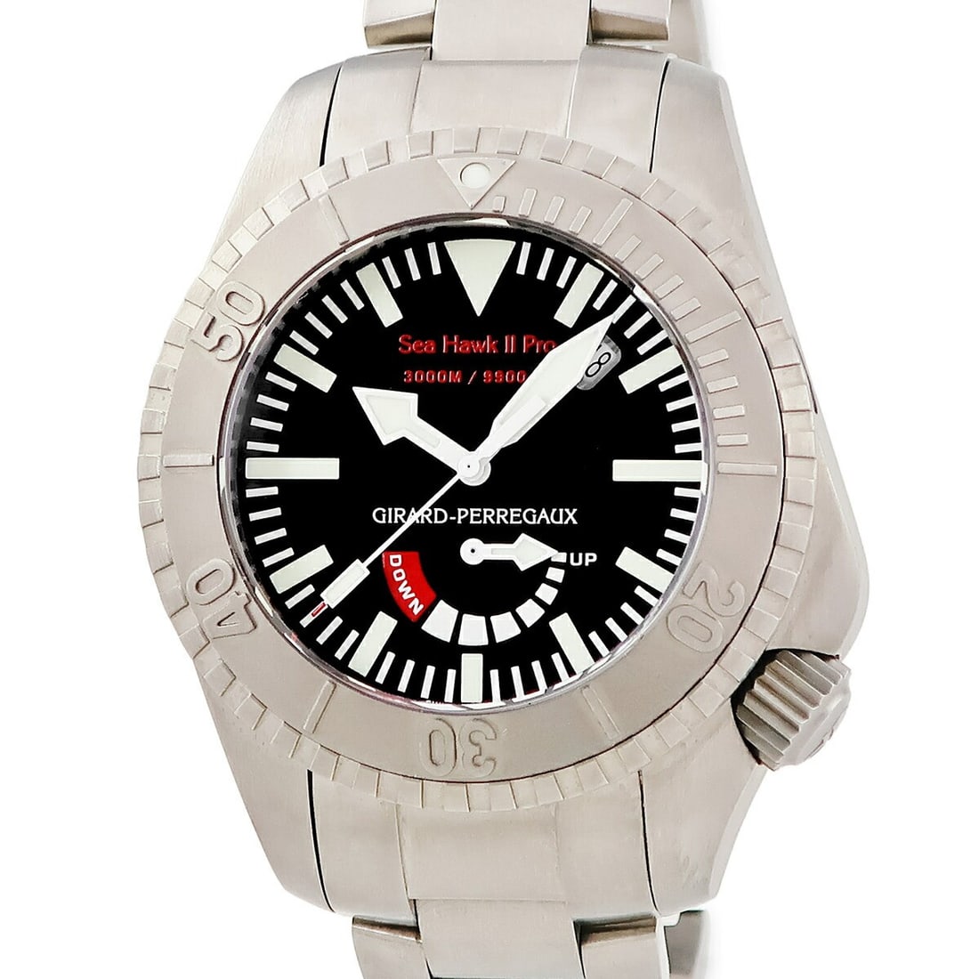 Girard Perregaux Seahawk II Pro 3000 Titanium Automatic Diver Watch: Girard Perregaux Seahawk II Pro 3000 Titanium Automatic Diver Watch This Girard-Perregaux Seahawk II Pro 3000 men's wristwatch features a robust titanium case and band, offering a lightweight yet dura