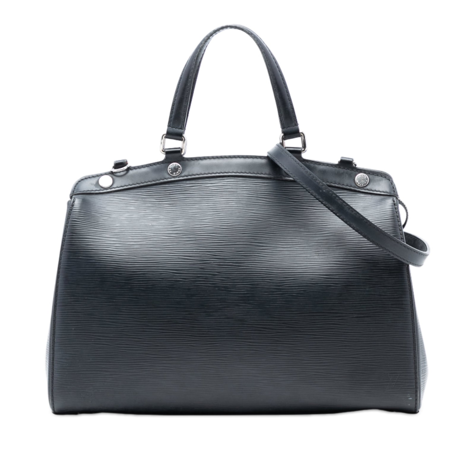 Louis Vuitton Brea MM black epi leather handbag with strap: Louis Vuitton Brea MM black epi leather handbag with strap The Louis Vuitton Epi Brea MM is crafted from durable epi leather and features flat handles, a detachable flat leather strap, a top zip closu