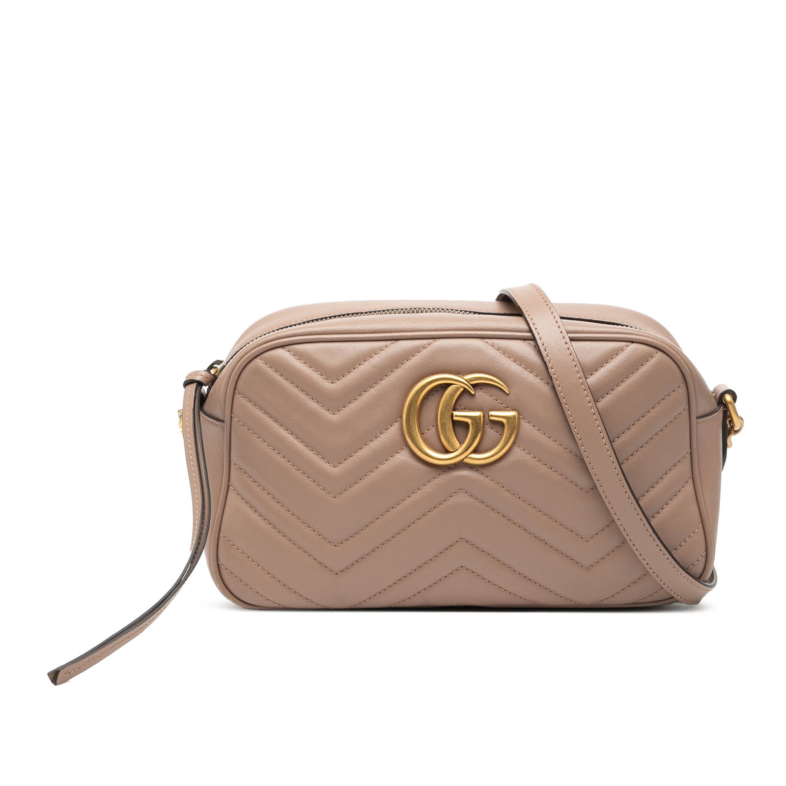 Gucci GG Marmont Small Quilted Leather Crossbody Shoulder Bag: Gucci GG Marmont Small Quilted Leather Crossbody Shoulder Bag This Gucci Small GG Marmont Matelasse Leather Crossbody bag showcases a quilted leather exterior in brown with a distinctive chain-link st