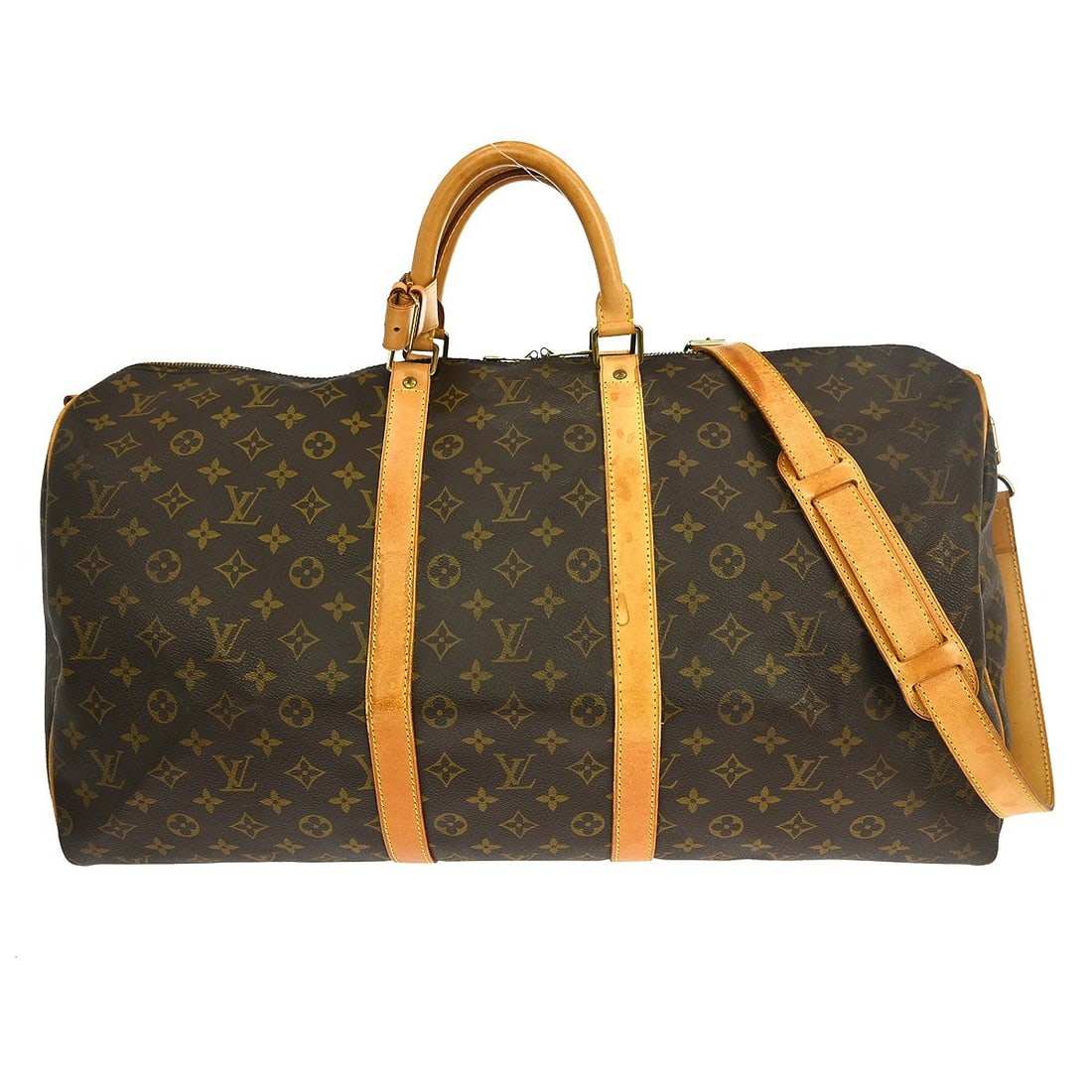 Louis Vuitton Keepall Bandouliere 55 Monogram Canvas Duffle Travel Bag M41414: Louis Vuitton Keepall Bandouliere 55 Monogram Canvas Duffle Travel Bag M41414 This Louis Vuitton Keepall Bandouliere 55 travel bag features the iconic Monogram canvas exterior with beige double handle