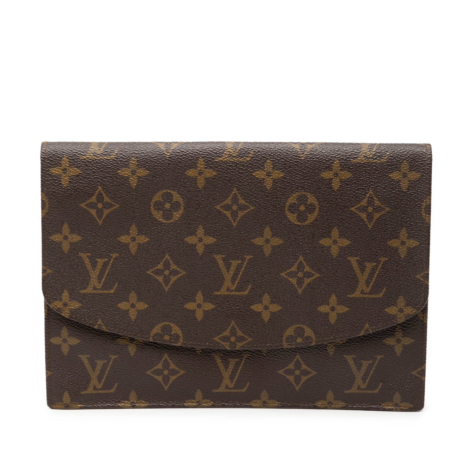 Louis Vuitton Pochette Rabat 23 Monogram Canvas Clutch Bag Brown: Louis Vuitton Pochette Rabat 23 Monogram Canvas Clutch Bag Brown The Louis Vuitton Monogram Pochette Rabat 23 features a monogram canvas body with a front flap and snap closure, an exterior zip pocket