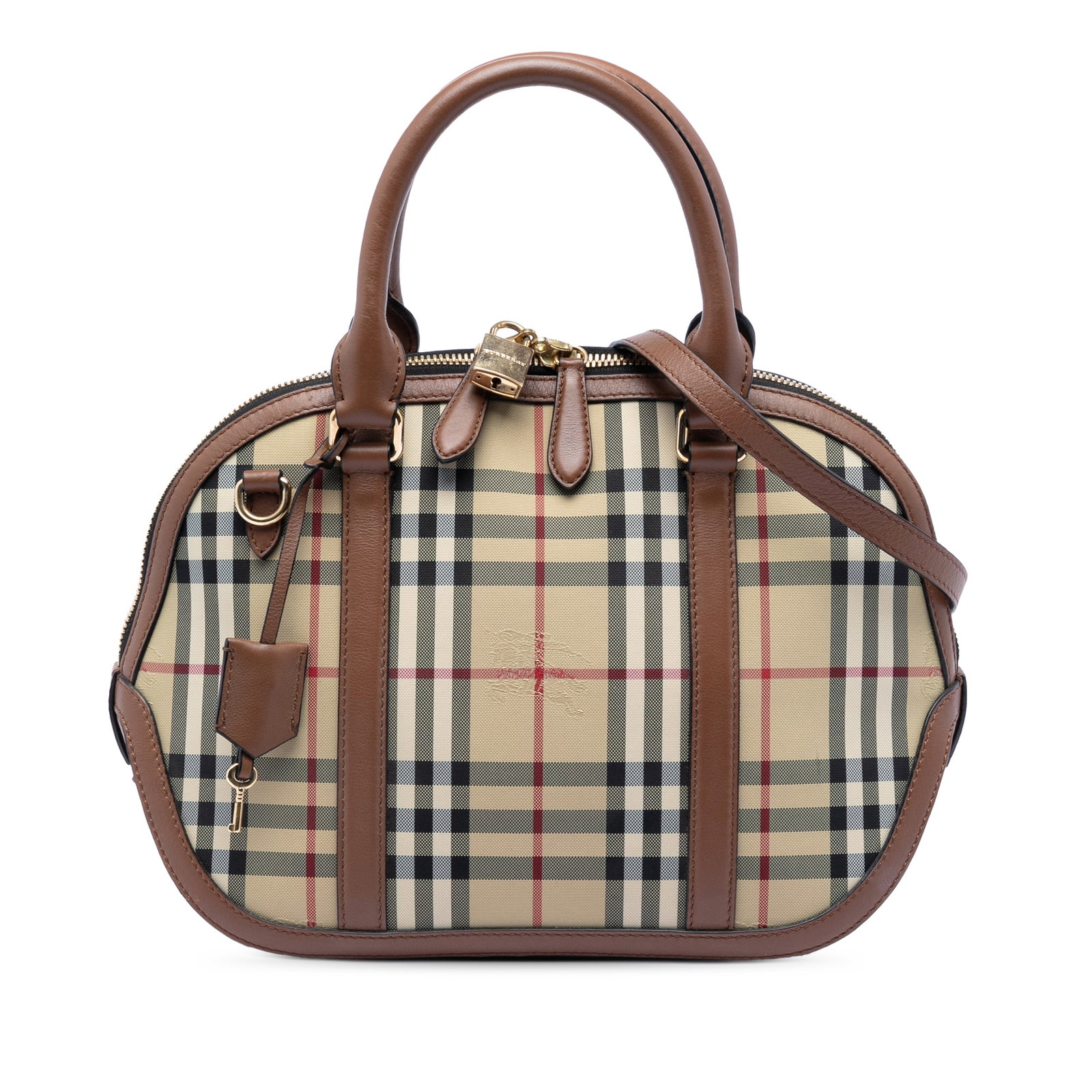 Burberry Orchard Small Bowling Bag in Haymarket Check Canvas and Leather Trim (1 of 7)