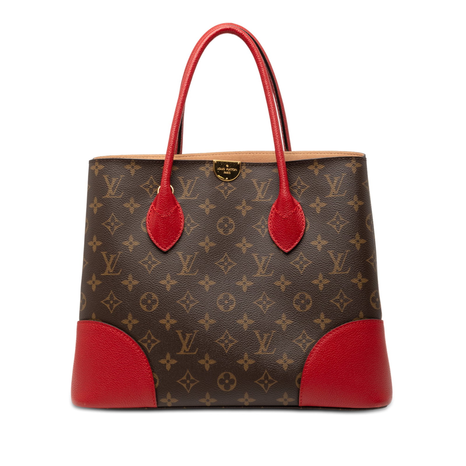 Louis Vuitton Flandrin Tote Brown Monogram Canvas with Leather Trim: Louis Vuitton Flandrin Tote Brown Monogram Canvas with Leather Trim The Louis Vuitton Monogram Flandrin features a signature monogram canvas body with leather trim, rolled leather handles, an open top