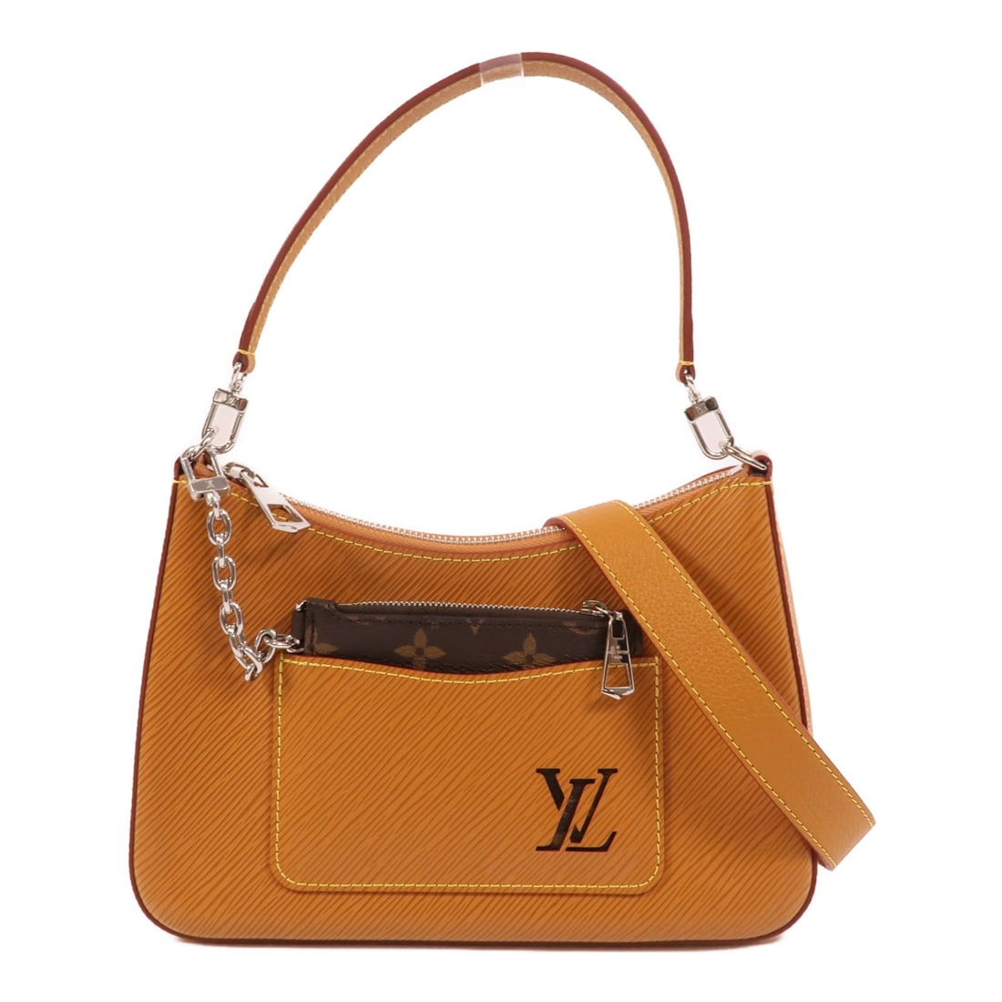 Louis Vuitton Marelle Epi Brown 2 Way Shoulder Bag M80794: Louis Vuitton Marelle Epi Brown 2 Way Shoulder Bag M80794 This Louis Vuitton Marelle 2-way shoulder bag features a sophisticated design crafted from brown calfskin leather in the brand's signature Epi