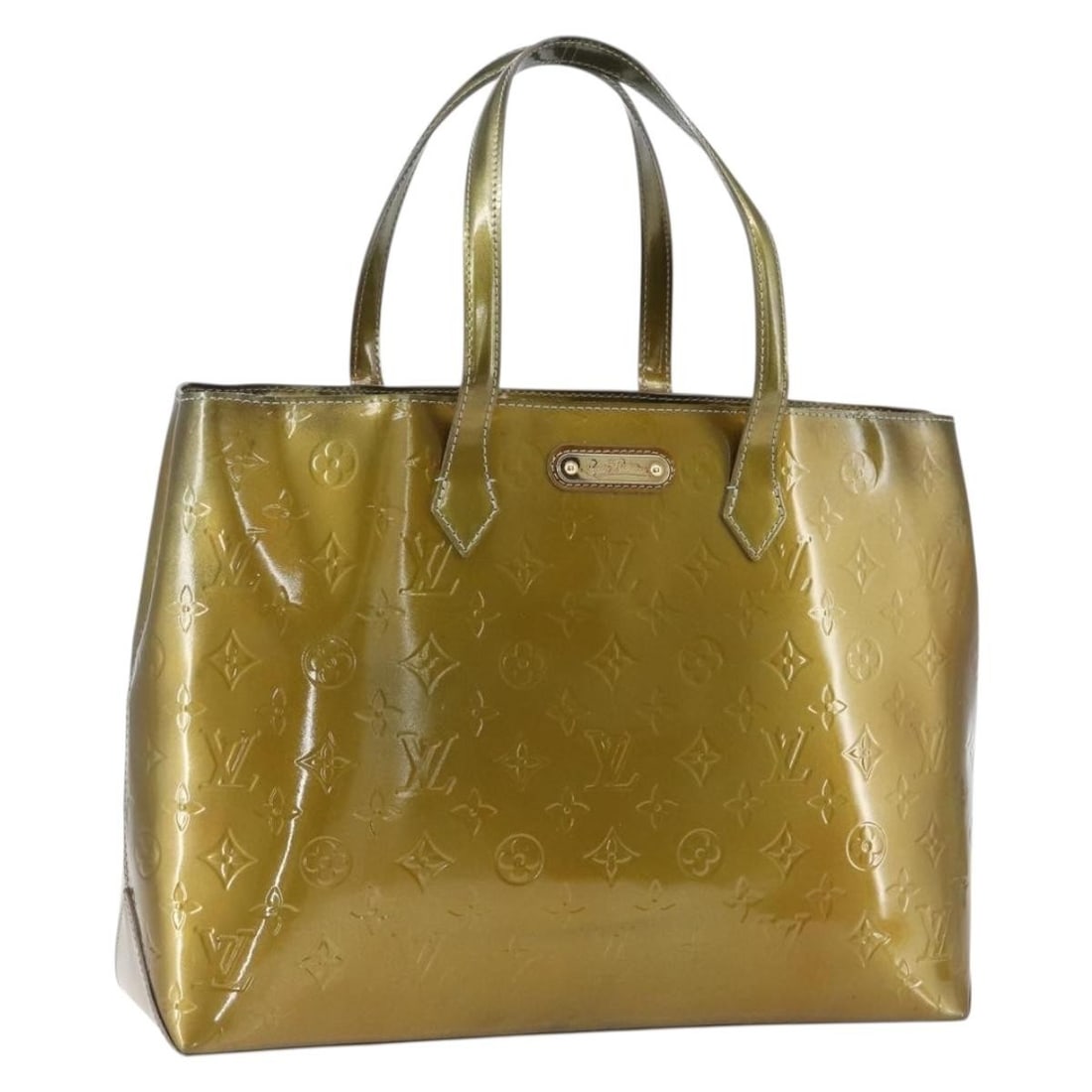 Louis Vuitton Wilshire MM Patent Leather Handbag Gris Art Deco M91648: Louis Vuitton Wilshire MM Patent Leather Handbag Gris Art Deco M91648 This Louis Vuitton Monogram Vernis Wilshire MM handbag features a glossy patent leather exterior in Gris Art Deco. The bag offers 