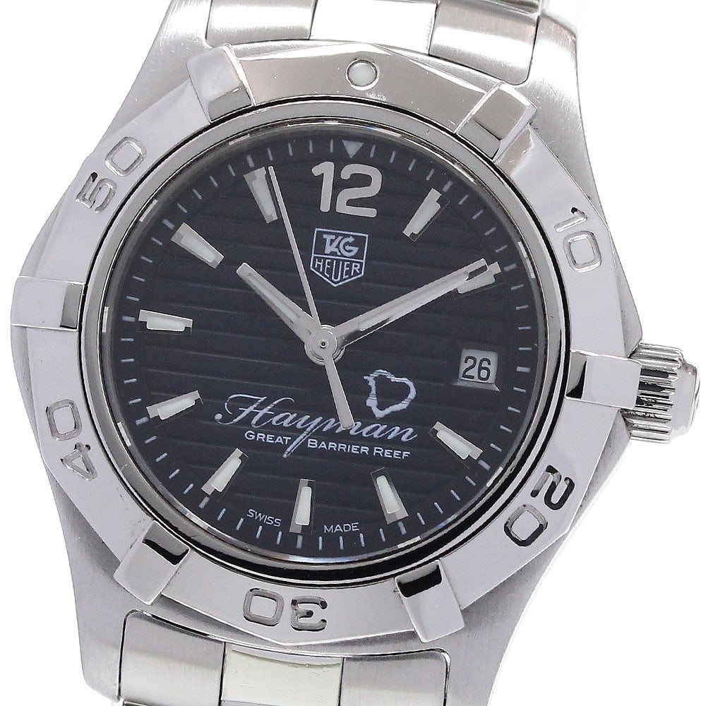 TAG Heuer Aquaracer Hayman Island Quartz Date Womens Steel Watch: TAG Heuer Aquaracer Hayman Island Quartz Date Womens Steel Watch This TAG Heuer Aquaracer Diving Hayman Island wristwatch is designed for women and features a durable stainless steel case and bracelet