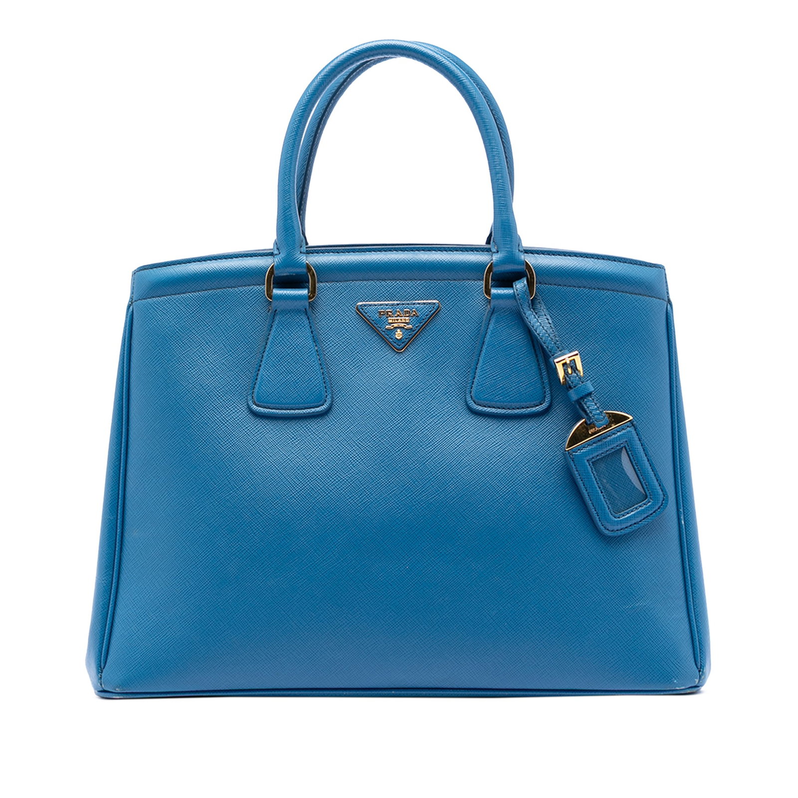 Prada Saffiano Leather Parabole Blue Tote Bag Italy: Prada Saffiano Leather Parabole Blue Tote Bag Italy The Prada Saffiano Lux Parabole Tote features a blue saffiano leather body, rolled leather handles, an open top design, an interior zip compartment,