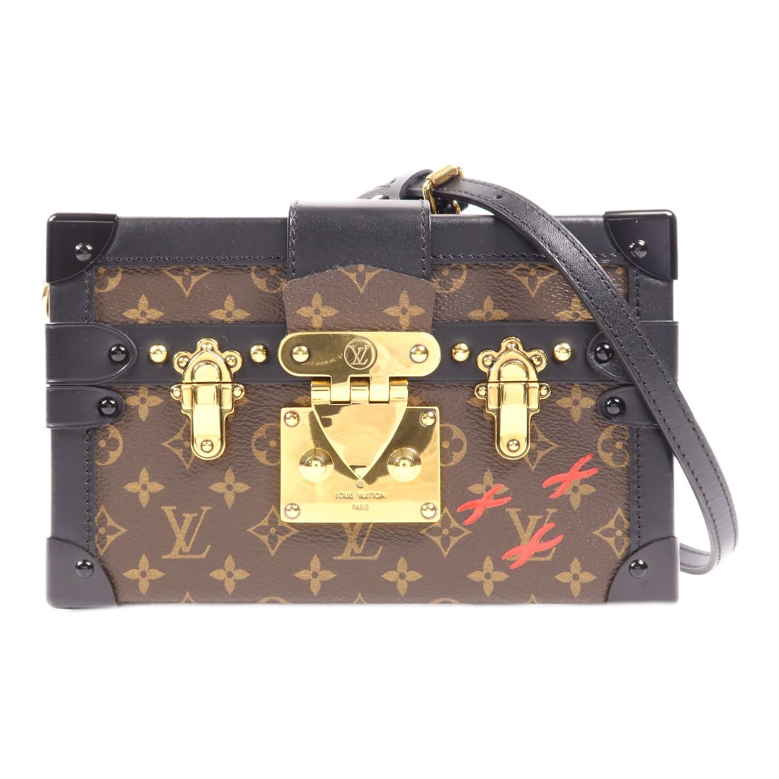 LOUIS VUITTON Petite Malle M44199 Shoulder Bag Monogram Brown GHW: LOUIS VUITTON Petite Malle M44199 Shoulder Bag Monogram Brown GHW This exquisite LOUIS VUITTON Petite Malle M44199 shoulder bag showcases a timeless monogram design. Crafted from durable PVC coated ca
