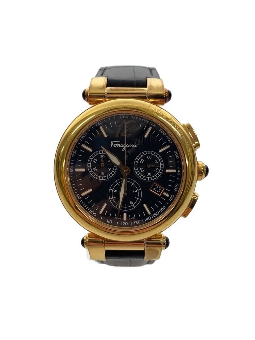 Salvatore Ferragamo F77 Quartz Men's Wristwatch: Salvatore Ferragamo F77 Quartz Men's Wristwatch This Salvatore Ferragamo Quartz F77 wristwatch is designed for men and features a black case and dial. Made in Switzerland, the watch is in slightly use