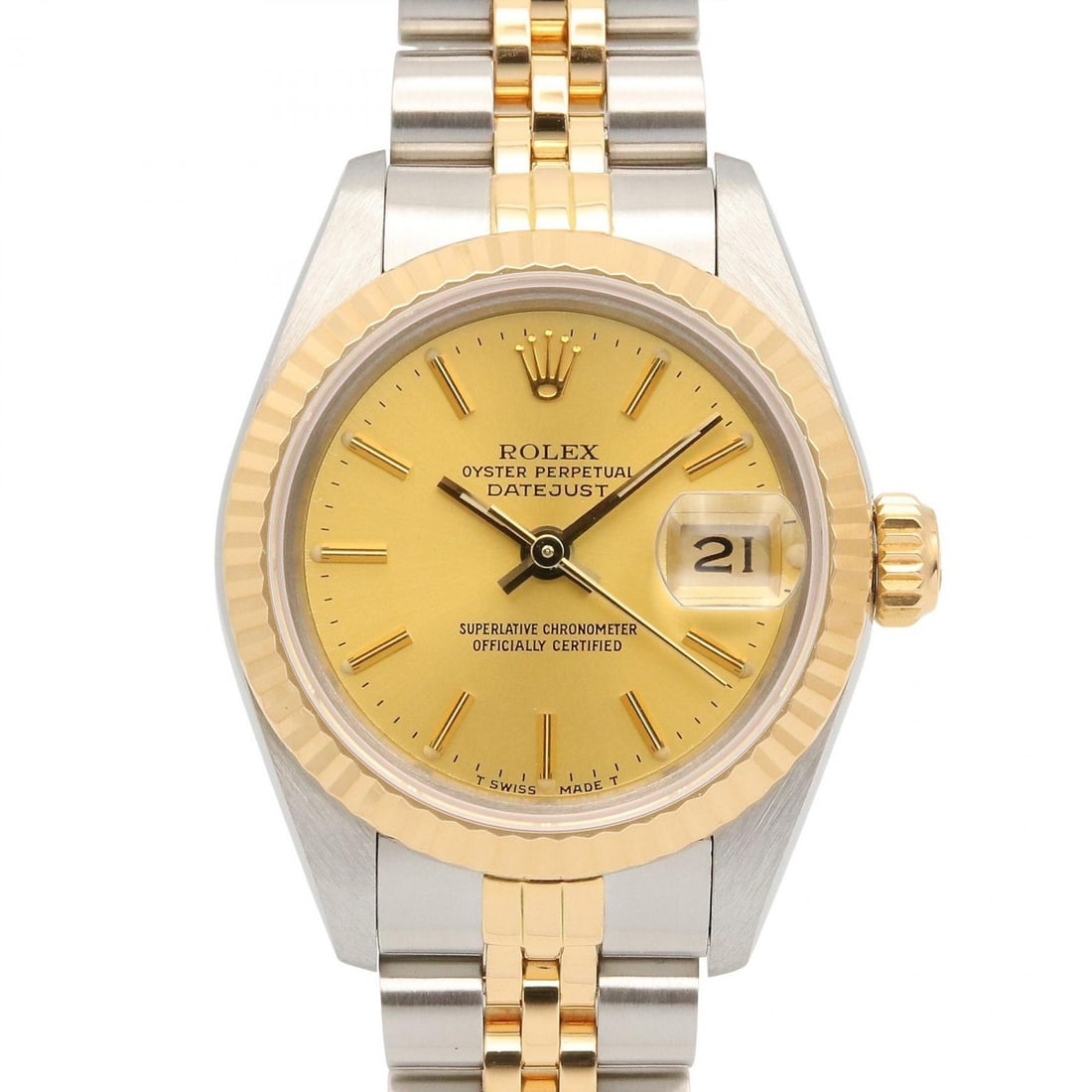 Rolex Datejust 69173 Women's 18K Yellow Gold Steel Watch: Rolex Datejust 69173 Women's 18K Yellow Gold Steel Watch This Rolex Datejust No. 96 women's wristwatch features a combination of 18K yellow gold and stainless steel, offering both luxury and durabilit