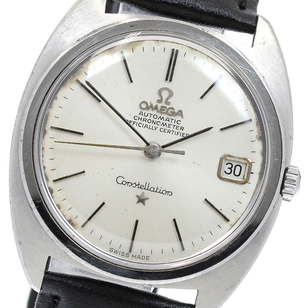 Omega Constellation 168.017 Automatic Date Wristwatch: Omega Constellation 168.017 Automatic Date Wristwatch This OMEGA Constellation 168.017 men's wristwatch features a stainless steel case and an un-used aftermarket leather strap. The watch is powered b