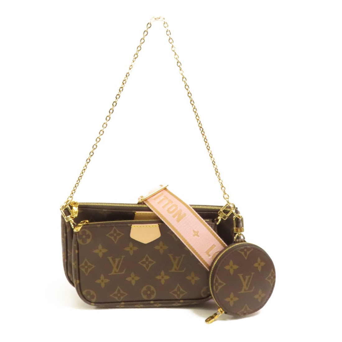 Louis Vuitton Multi Pochette Accessoires Monogram Brown 2 Way Shoulder Bag M44840: Louis Vuitton Multi Pochette Accessoires Monogram Brown 2 Way Shoulder Bag M44840 This Louis Vuitton Multi Pochette Accessoires is a versatile 2-way shoulder bag crafted from PVC coated canvas in the 