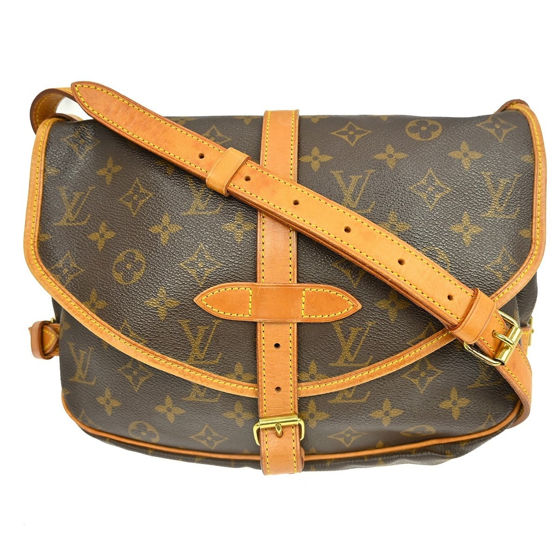Louis Vuitton Saumur 30 Monogram Canvas Messenger Shoulder Bag: Louis Vuitton Saumur 30 Monogram Canvas Messenger Shoulder Bag This Louis Vuitton Saumur 30 messenger bag features the signature monogram canvas leather with a brown exterior and buckle flap closure. 