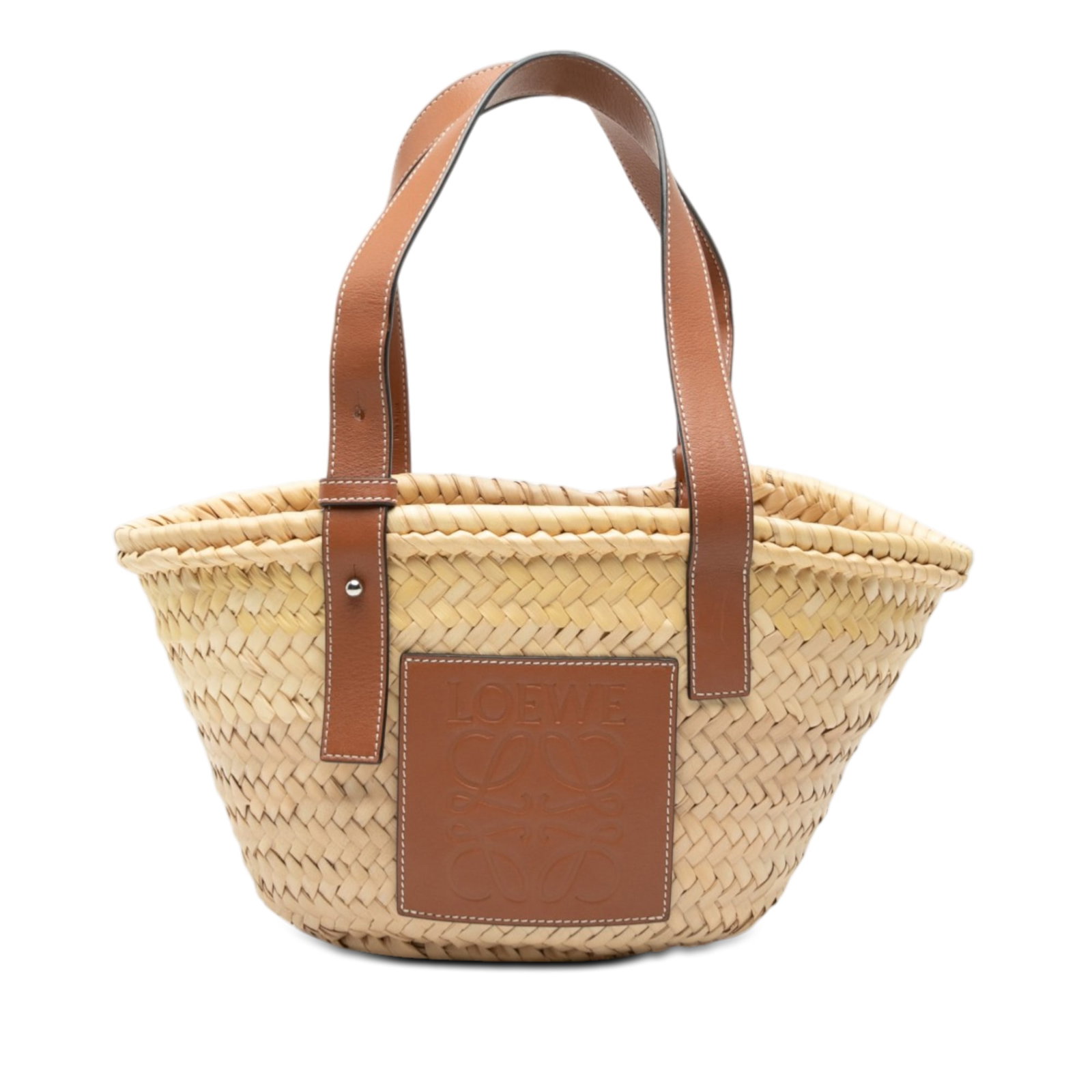 Loewe Anagram Small Raffia Basket Tote with Leather Straps (1 of 8)