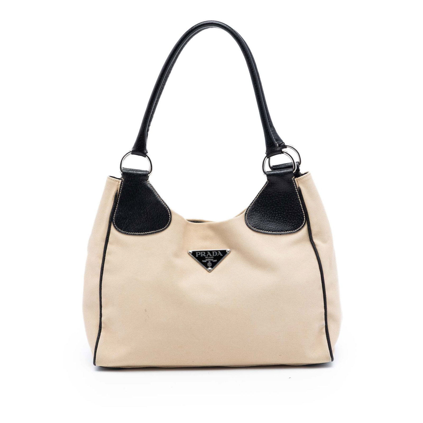 Prada Cinghiale Trimmed Canapa Brown Canvas Shoulder Bag: Prada Cinghiale Trimmed Canapa Brown Canvas Shoulder Bag This Prada Cinghiale Trimmed Canapa Shoulder Bag is crafted in brown fabric with rolled leather shoulder straps. The bag features an open top a