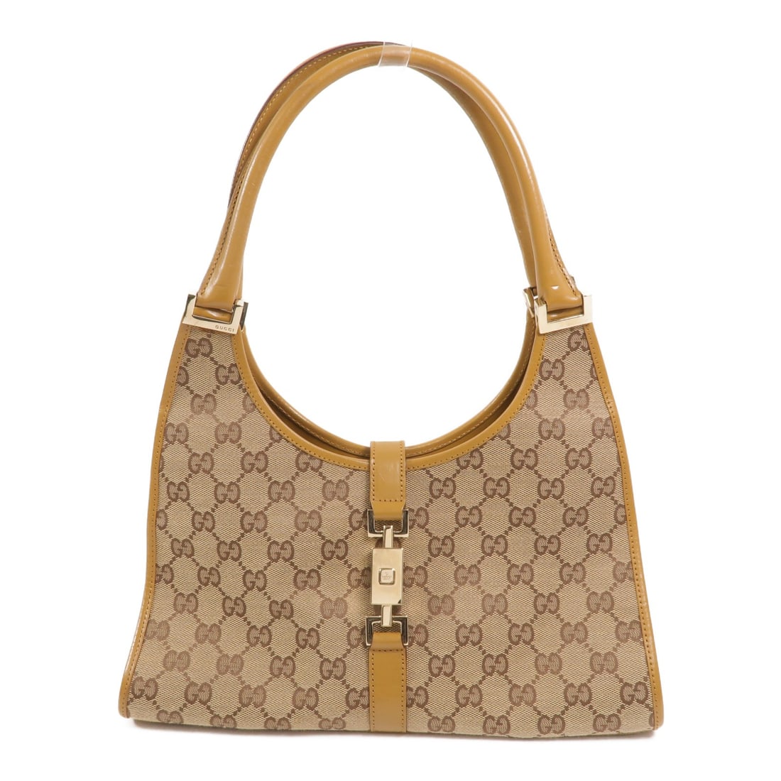 Gucci Jackie GG Canvas Brown Shoulder Bag GHW: Gucci Jackie GG Canvas Brown Shoulder Bag GHW This Gucci Jackie shoulder bag is crafted from signature GG canvas in brown, offering a classic and elegant look. Designed for women, it features a struct