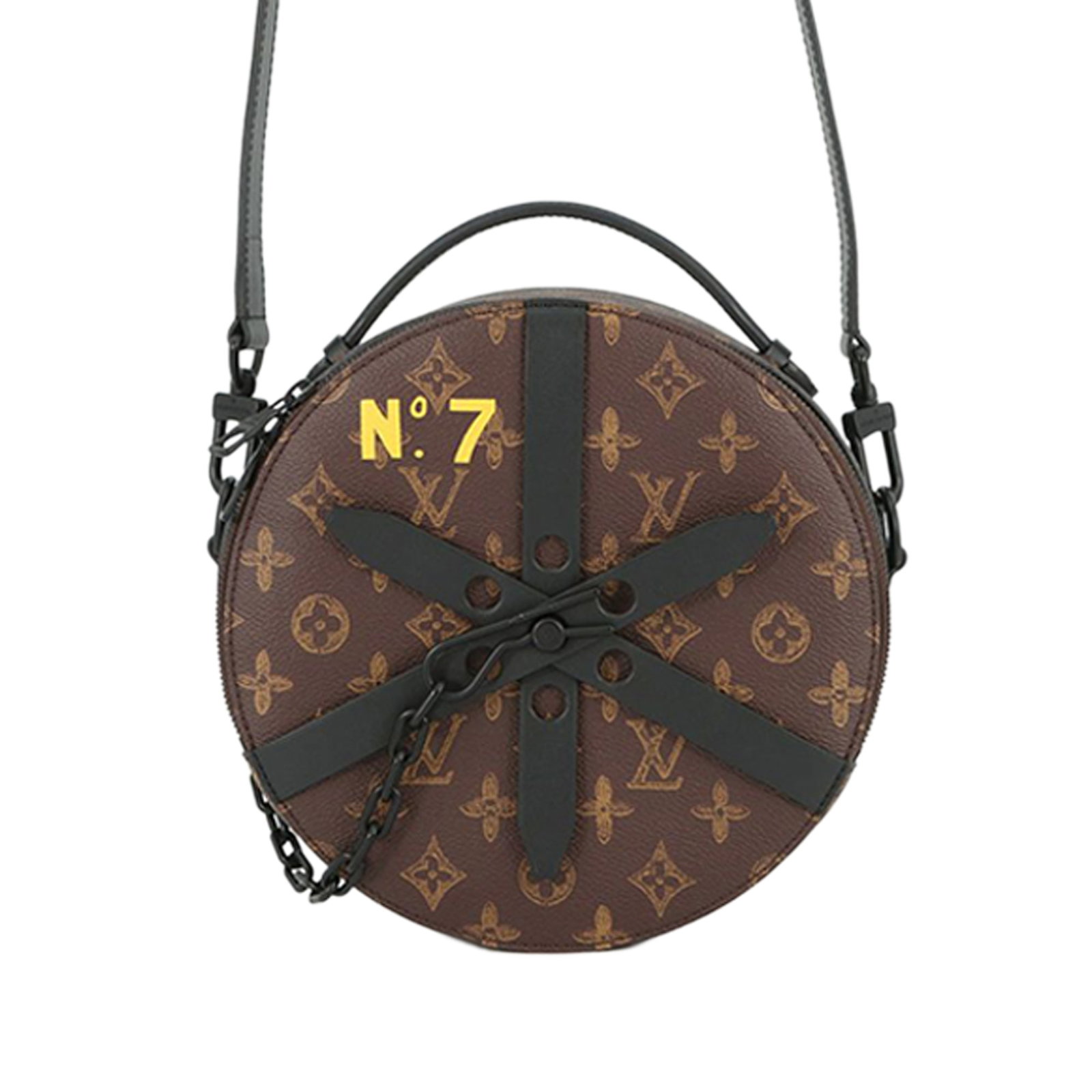 Monogram Wheel Box Bag by Louis Vuitton with Top Handle and Strap: Monogram Wheel Box Bag by Louis Vuitton with Top Handle and Strap This Louis Vuitton Monogram Wheel Box showcases the brand's signature monogram canvas body, complemented by a flat leather top handle 