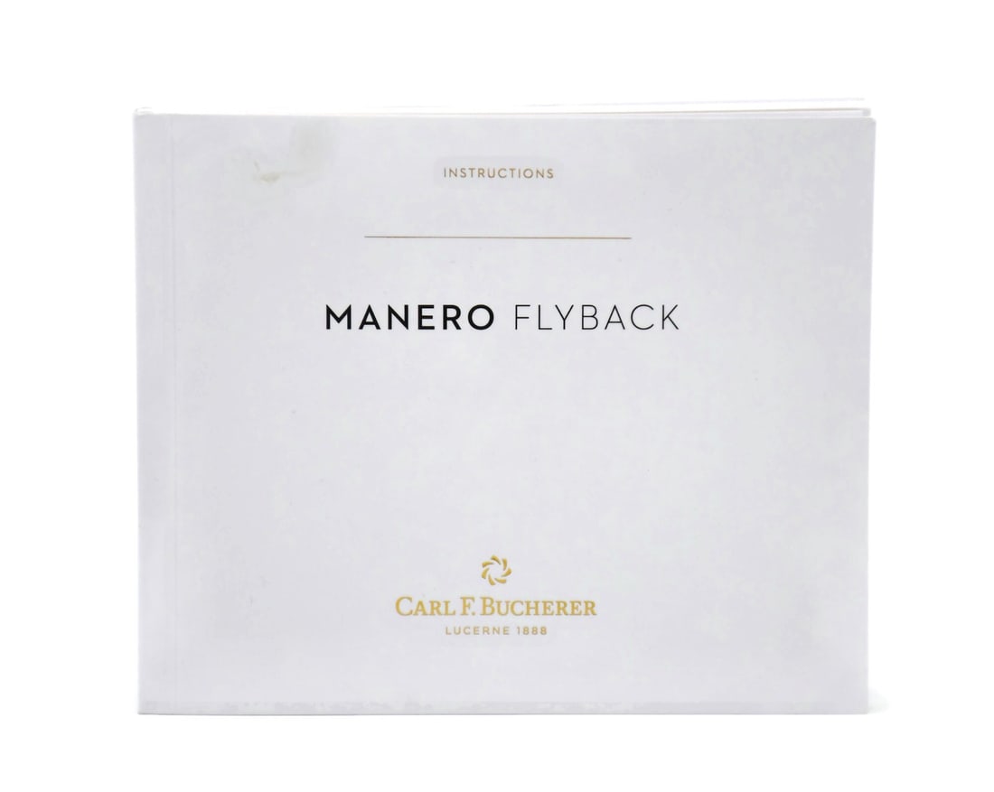 Bucherer Manero Flyback Instruction Booklet: Bucherer Manero Flyback Instruction Booklet This is a pre-owned Carl F. Bucherer Manero Flyback booklet manual. It is an original manual produced by Bucherer in Switzerland, intended for use with the 
