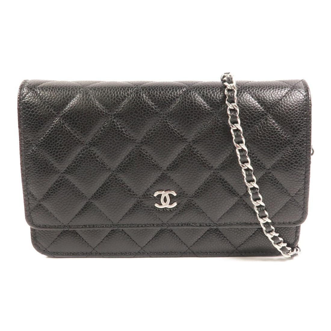 CHANEL AP0250 Black Calfskin Wallet On Chain Shoulder Bag: CHANEL AP0250 Black Calfskin Wallet On Chain Shoulder Bag This CHANEL Wallet On Chain (WOC) shoulder bag is crafted from black calfskin leather and features the iconic CC logo with silver-tone hardwar