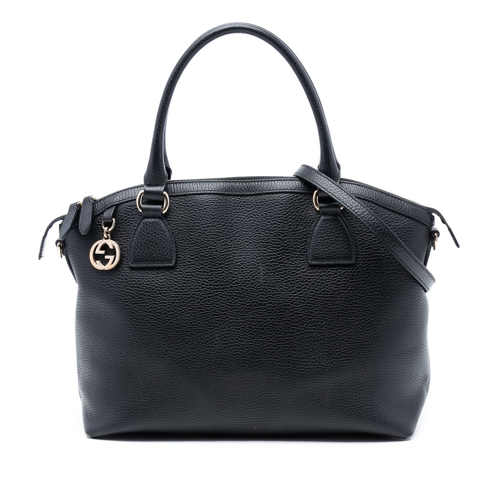 Gucci Black Leather Satchel with GG Charm and Detachable Strap (1 of 7)