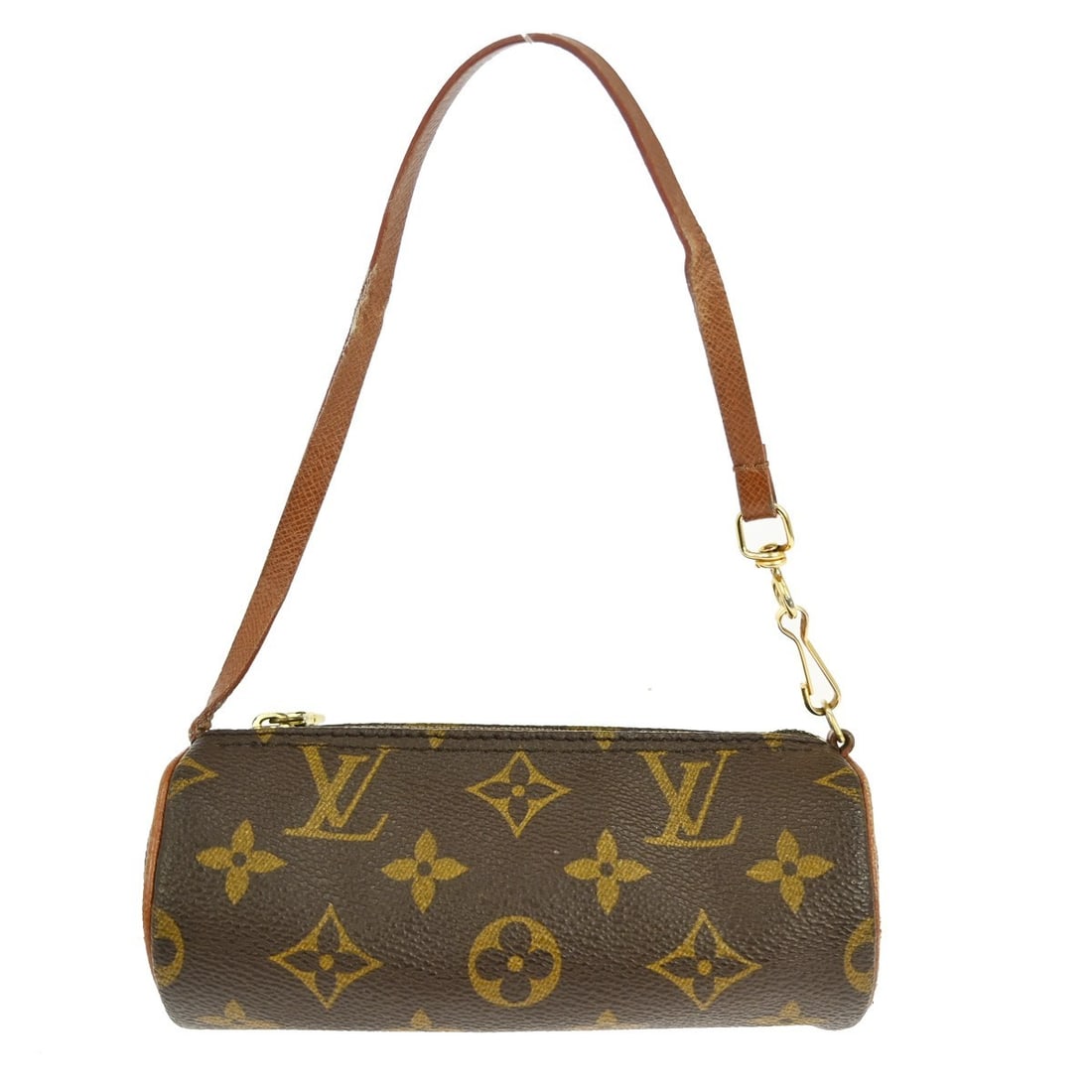 Louis Vuitton Papillon Brown Canvas Women's Pochette 15cm x 6.5cm x 6.5cm: Louis Vuitton Papillon Brown Canvas Women's Pochette 15cm x 6.5cm x 6.5cm Louis Vuitton Papillon Pochette crafted from monogram canvas in brown, designed for women. This compact handbag features a cyl
