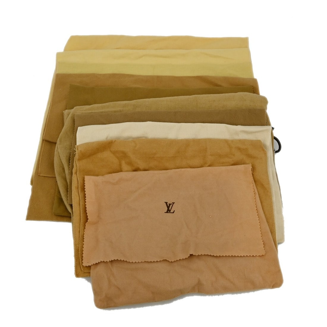 Louis Vuitton Authentic Cotton Dust Bag Set of 10 Brown: Louis Vuitton Authentic Cotton Dust Bag Set of 10 Brown This authentic Louis Vuitton dust bag set includes 10 pieces, crafted from 100% cotton in a stylish brown and beige color scheme. The dust bags 