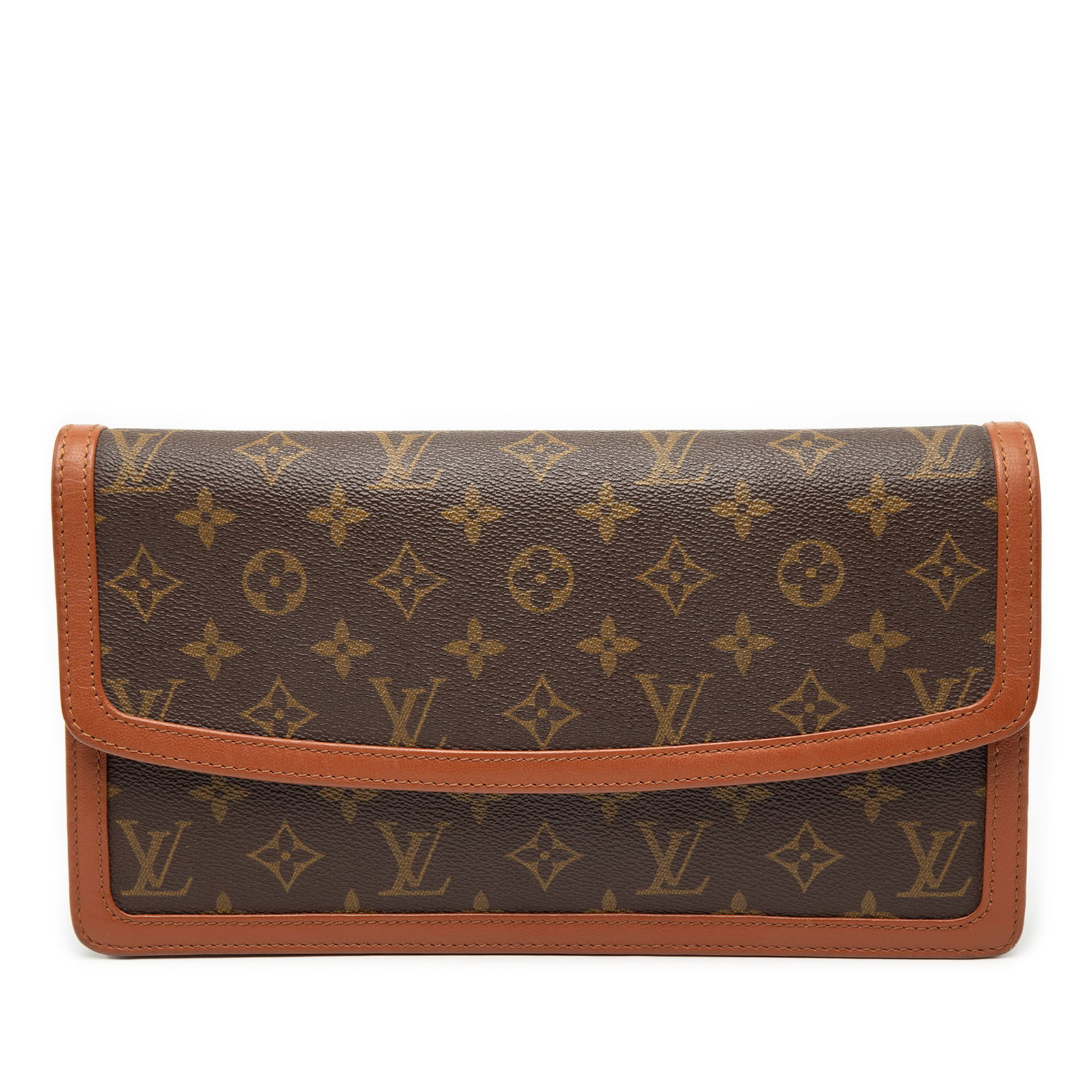Louis Vuitton Pochette Dame GM Monogram Canvas Shoulder Bag Brown: Louis Vuitton Pochette Dame GM Monogram Canvas Shoulder Bag Brown The Louis Vuitton Monogram Pochette Dame GM features the iconic monogram canvas with leather trim. It has a front flap with a snap clo