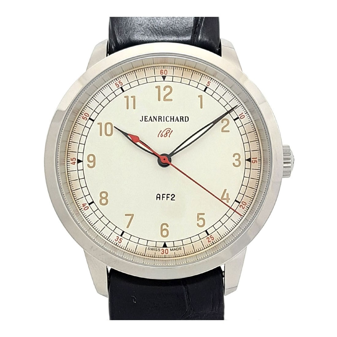JeanRichard Ronde 1861 Automatic Men's Steel Watch 60300: JeanRichard Ronde 1861 Automatic Men's Steel Watch 60300 This JeanRichard Ronde 1861 men's wristwatch features a stainless steel case paired with a leather band and stainless steel buckle. The watch i