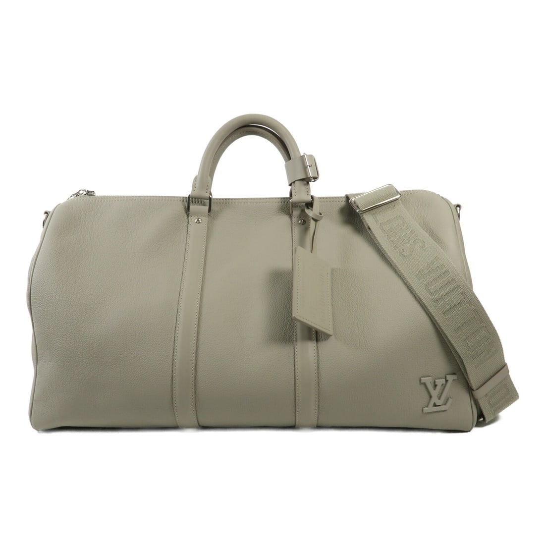 LOUIS VUITTON Keepall Bandouliere 50 2 Way Bag M22609 Grey Calfskin: LOUIS VUITTON Keepall Bandouliere 50 2 Way Bag M22609 Grey Calfskin The LOUIS VUITTON Keepall Bandouliere 50 is a versatile 2-way shoulder bag crafted from luxurious calfskin leather. This stylish pie