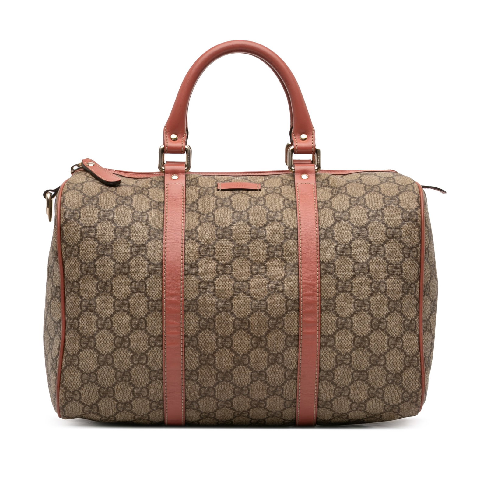Gucci Joy Boston Medium GG Supreme Coated Canvas Bag Beige: Gucci Joy Boston Medium GG Supreme Coated Canvas Bag Beige This Gucci Medium GG Supreme Joy Boston Bag features a coated canvas body with leather trim, rolled leather handles, a top zip closure, and a