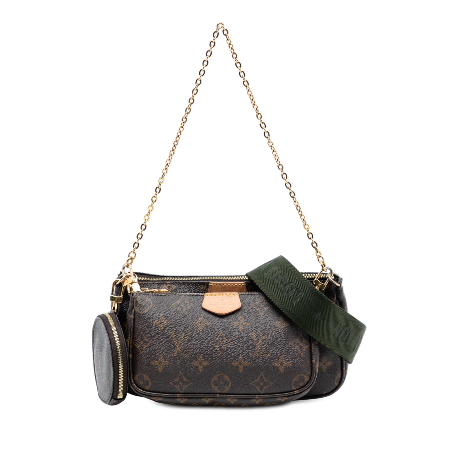 Louis Vuitton Multi Pochette Canvas Bag with Removable Mini Pouches: Louis Vuitton Multi Pochette Canvas Bag with Removable Mini Pouches The Louis Vuitton Monogram Multi Pochette Accessoires is crafted from signature monogram canvas and includes a detachable chain link
