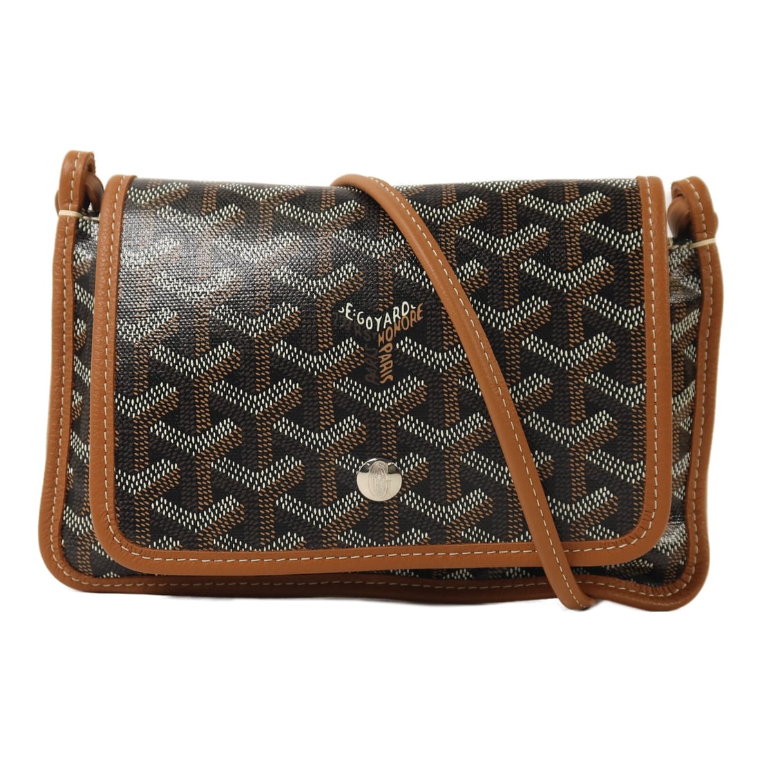 Goyard Plumet Brown Coated Canvas Shoulder Bag with Silver Hardware (1 of 15)