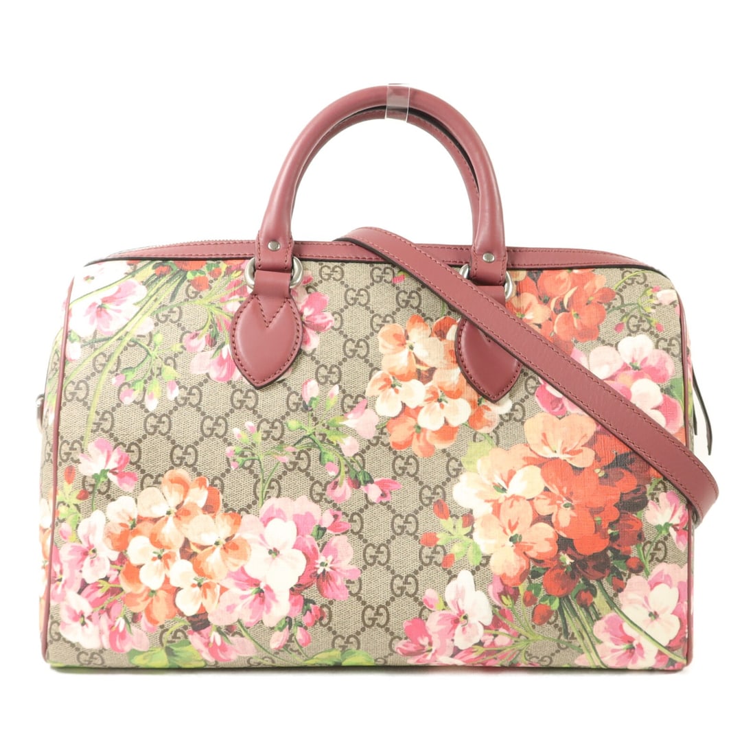 Gucci GG Boston 2 Way Shoulder Bag Pink Coated Canvas: Gucci GG Boston 2 Way Shoulder Bag Pink Coated Canvas This Gucci GG Boston bag is crafted from pink PVC coated canvas and offers versatile styling as both a shoulder bag and a handheld option. Made in