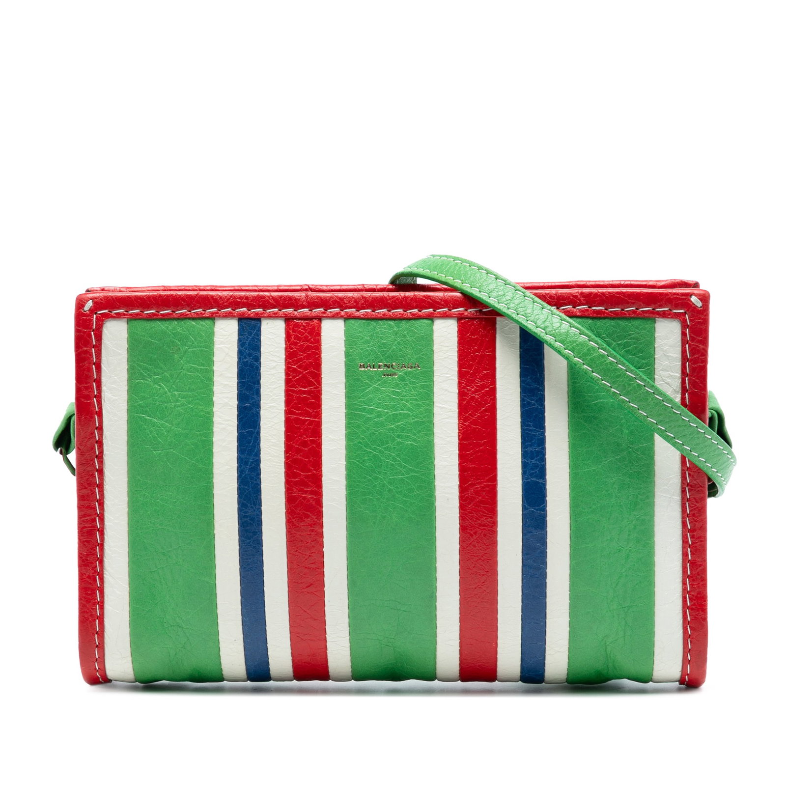 Balenciaga Bazar Green Lambskin Leather Crossbody Bag: Balenciaga Bazar Green Lambskin Leather Crossbody Bag This Balenciaga Bazar Crossbody is crafted from lambskin leather in green and features an adjustable flat leather strap, a top zip closure, and in