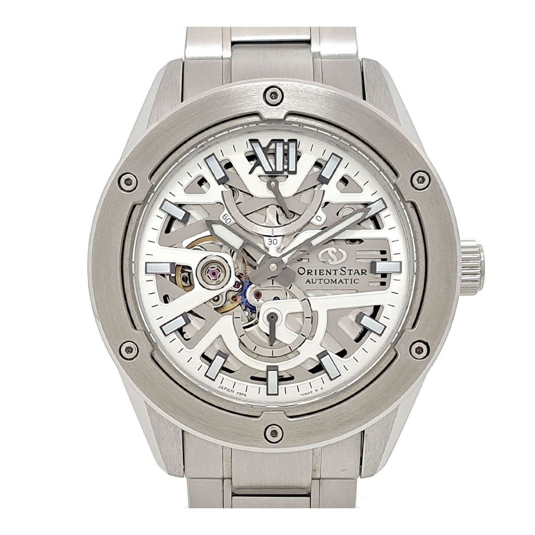 Orient Star Skeleton Automatic Men's Wristwatch RK-BZ003S: Orient Star Skeleton Automatic Men's Wristwatch RK-BZ003S This pre-owned Orient Star Avant-Garde Skeleton RK-BZ003S men's wristwatch features a striking skeleton dial and is crafted from stainless ste