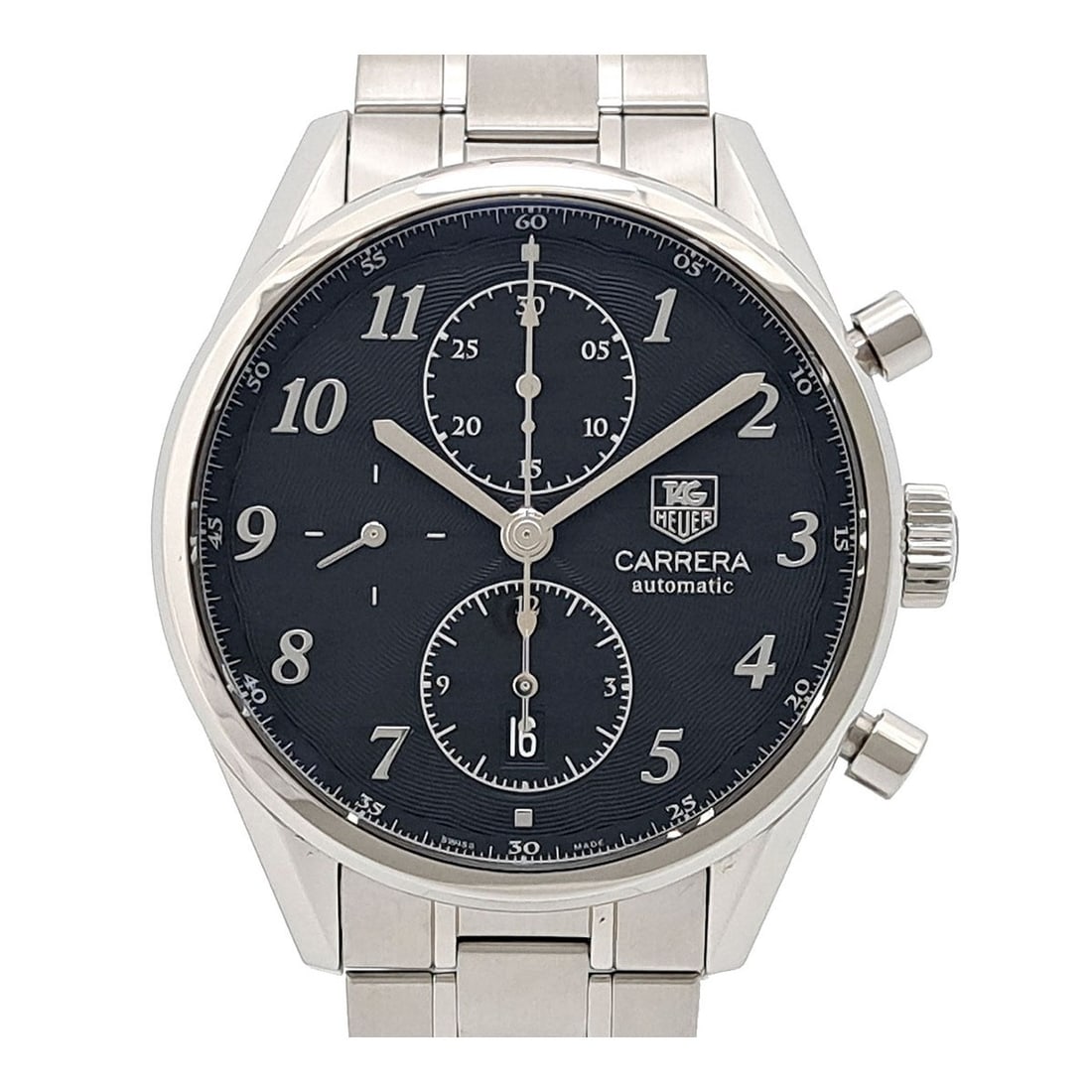 TAG Heuer Carrera Heritage Chronograph Automatic Black Dial Men's Watch: TAG Heuer Carrera Heritage Chronograph Automatic Black Dial Men's Watch This TAG Heuer Carrera Heritage Chronograph CAS2110.BA0730 is a men's wristwatch crafted in Switzerland. The watch features a st