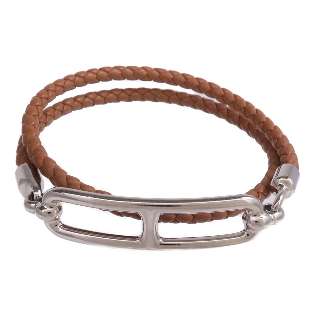 Hermes Roulis Double Tour Brown Calfskin Leather Bracelet Palladium Hardware: Hermes Roulis Double Tour Brown Calfskin Leather Bracelet Palladium Hardware This Hermes Roulis Double Tour bracelet is crafted from brown calfskin leather and features a sleek double wrap design. It 
