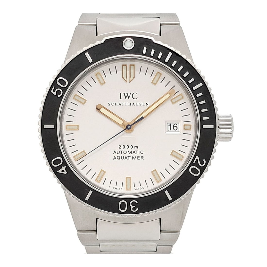 IWC GST Aquatimer Automatic Steel Men's Wristwatch IW353603: IWC GST Aquatimer Automatic Steel Men's Wristwatch IW353603 This IWC GST Aquatimer IW353603 is a men's automatic wristwatch crafted in stainless steel. Made in Switzerland, it features an off-white di