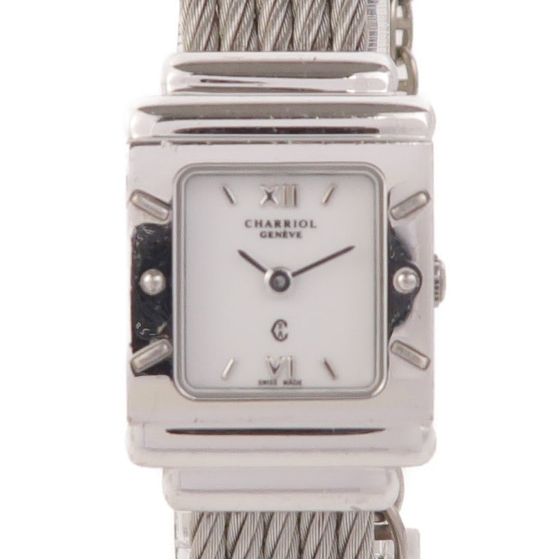 St-Tropez Quartz Women's Wristwatch in Sterling Silver and Stainless Steel: St-Tropez Quartz Women's Wristwatch in Sterling Silver and Stainless Steel This PHILIPPE CHARRIOL St-Tropez wristwatch features a sterling silver (Silver925) case and band with a stainless steel const