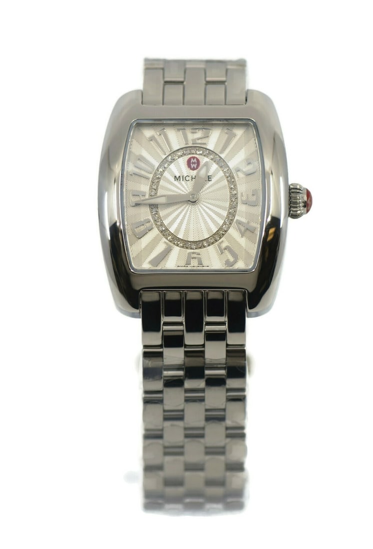 Michele Diamond Bezel Stainless Steel Wristwatch 31mm Authentic: Michele Diamond Bezel Stainless Steel Wristwatch 31mm Authentic This exquisite Michele Diamond Stainless Steel Watch showcases a stunning combination of elegance and durability. The case and band are 