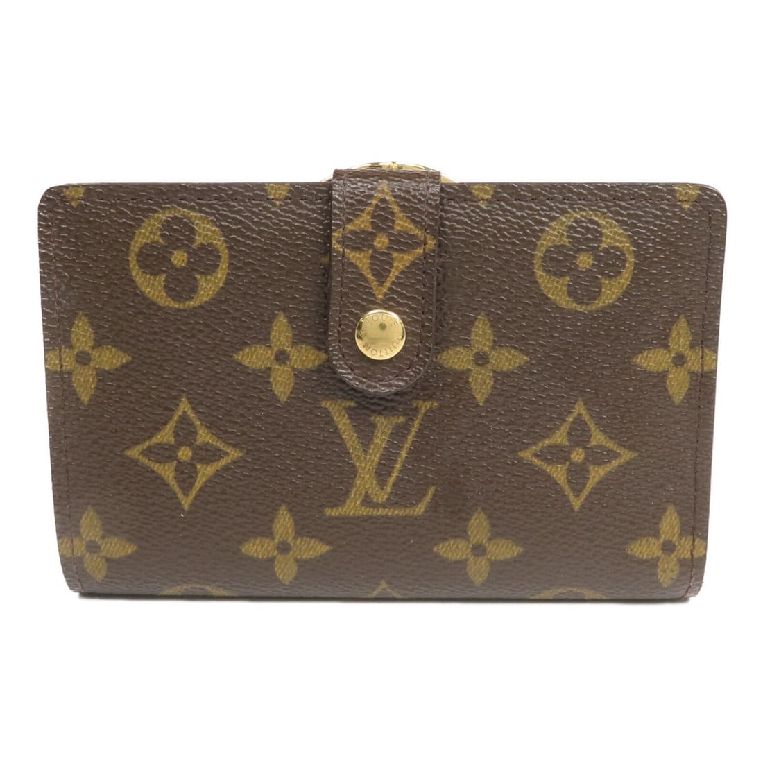 Louis Vuitton Monogram Brown Bi Fold Wallet GHW M61663: Louis Vuitton Monogram Brown Bi Fold Wallet GHW M61663 This Louis Vuitton bi-fold wallet features the iconic Monogram pattern in brown and is crafted from durable PVC coated canvas. Designed for women